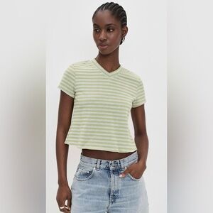 Lioness North Light Tee in Lime Grey Stripe NWT